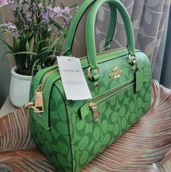 Coach Bags Coach Rowan Satchel In Signature Canvas In Green Poshmark